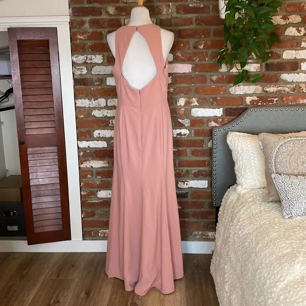 Dessy collection Open Back Gown in desert rose Size 14 New with tags Pink Maxi